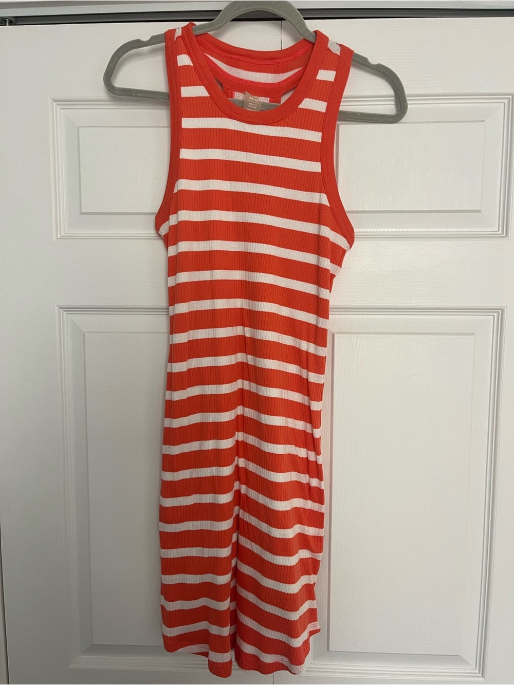 Mountain Hardwear Orange & White Striped Sleeveless Midi Dress